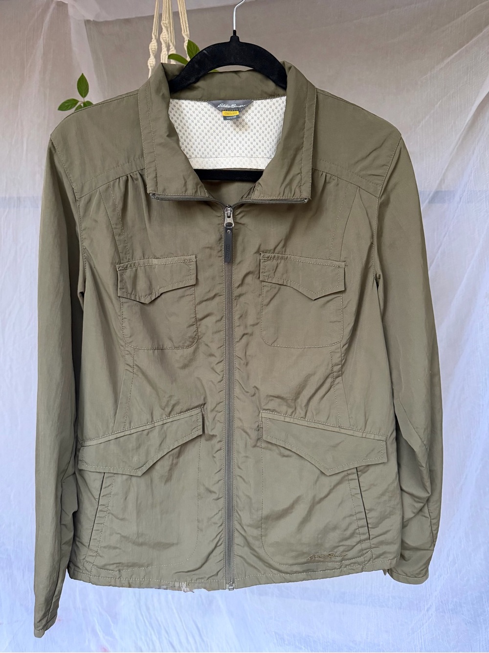 Eddie Bauer Olive Green Field Jacket with Zip Front